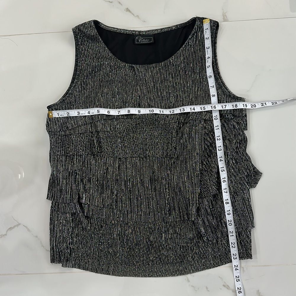 Collection Dressbarn Women's Black/Sparkle Blouse Sleeveless Size 14w - Picture 5 of 6